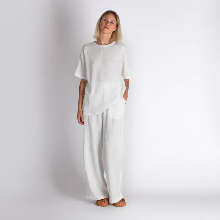 loom.ist - Wholesale Pants – Women's - Muslin-double layered cotton wide leg pants1