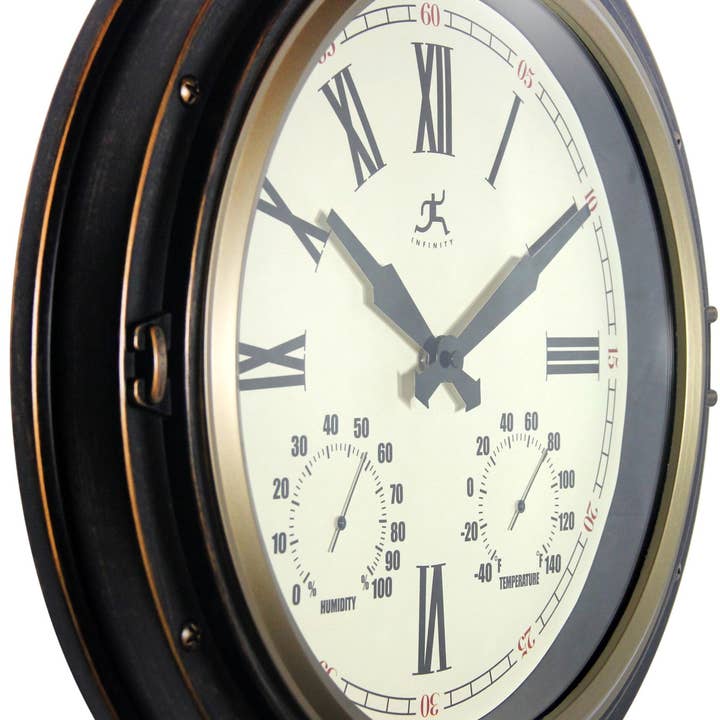 Infinity Instruments - Wholesale Wall Clock - Outdoor Round Bronze Wall Clock 16 Inch
