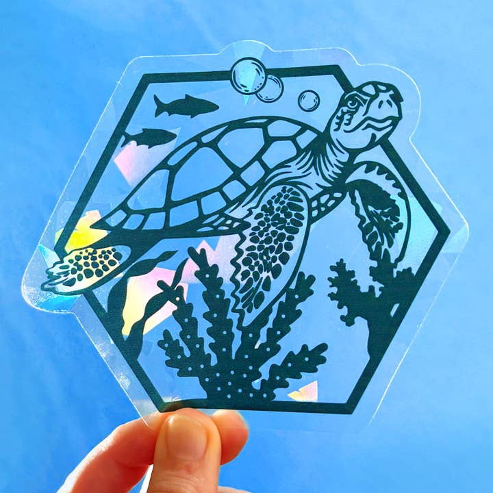 Sea Turtle Suncatcher Sticker, Ocean Animal Window Decal for wholesale by Art by Sharell