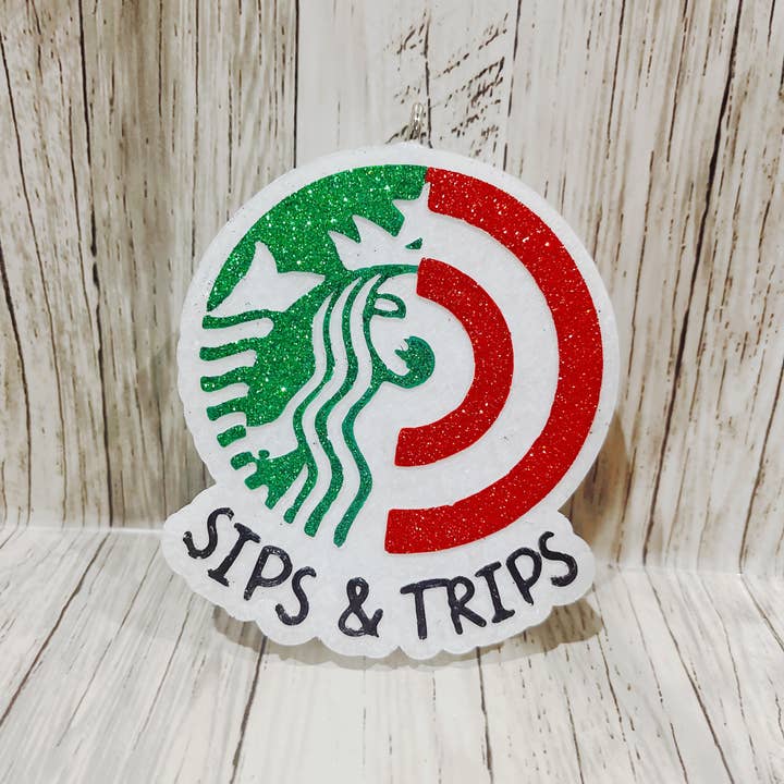 Trips & Sips car freshie for wholesale by Cup Culture