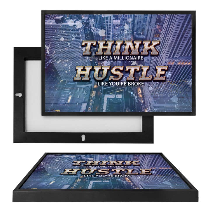 Panneau d'affichage encadré en PVC Think Like A Millionaire (CASE) pour la vente par ART BLVD