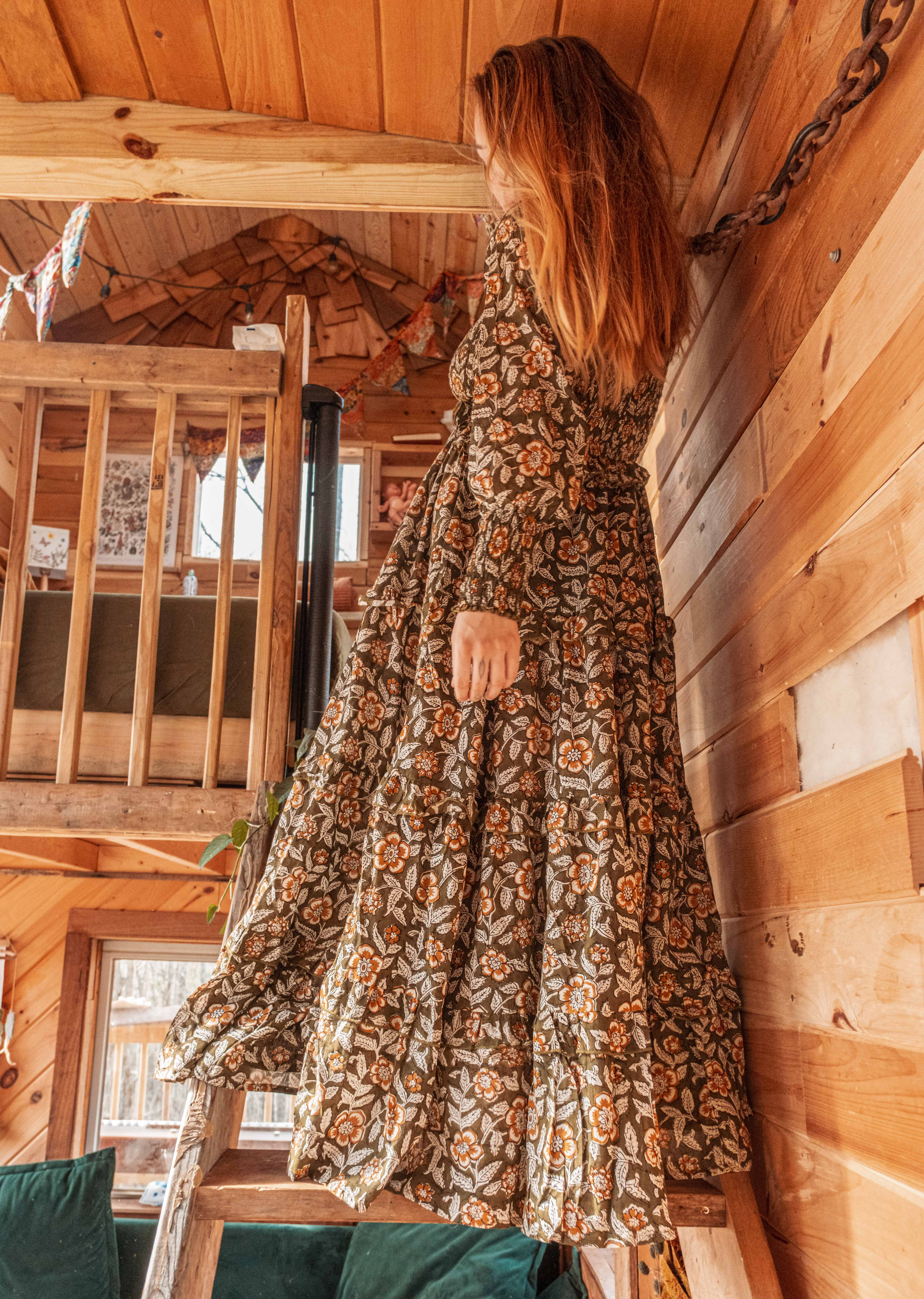 Gardenbelle Shop - Vente Robe – femme - Robe longue imprimée en blocs de coton biologique, robe florale EMILIA6