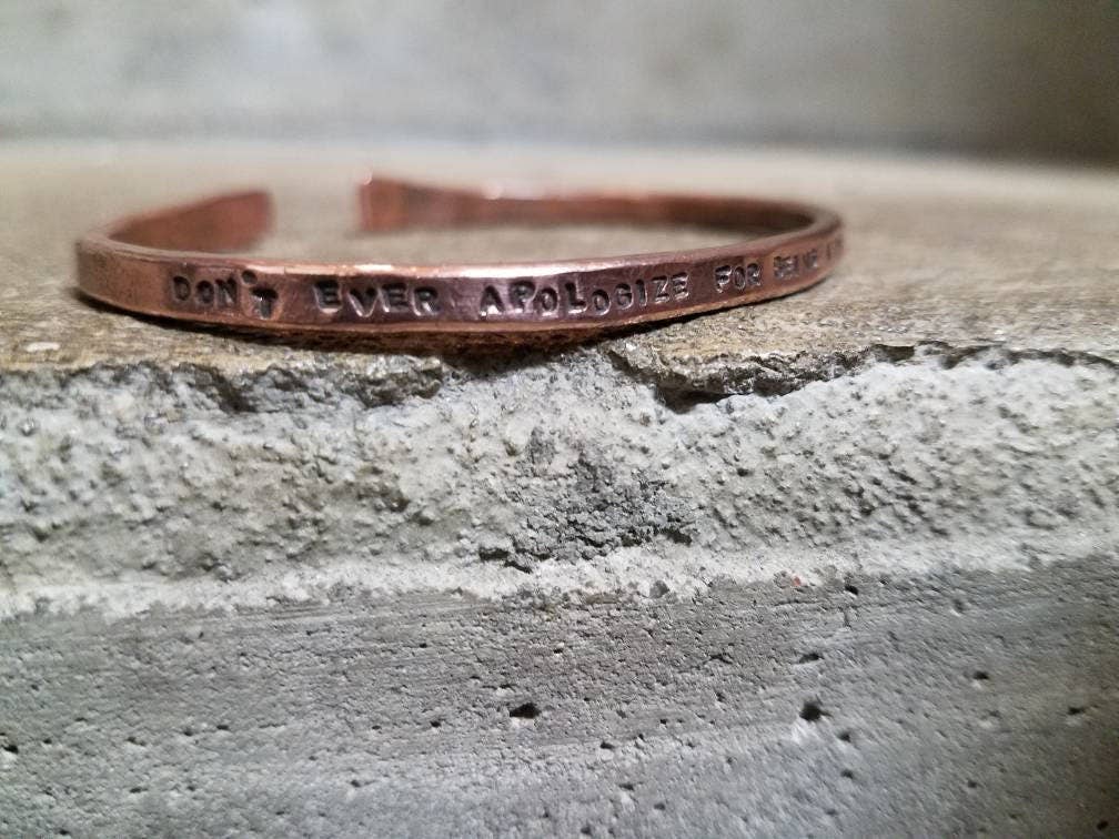 Silver Lining Studio – wholesale Cuff bracelet – Never Apologize Copper or Brass Gold Cuff Bangle Bracelet4