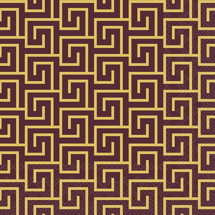 Lunch Napkin - Greek Key Bordeaux/GOLD for wholesale by Elegant Gifts