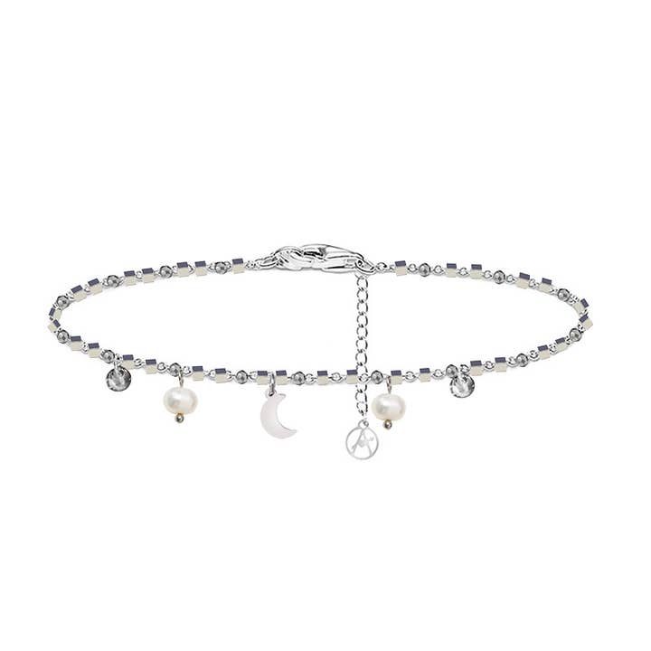 PULSEIRA COM PINGENTES LUA & PÉROLA E ZIRCÓNIA por atacado de AMORINO SRL
