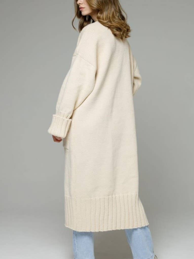 Rosa Clothing - Wholesale Cardigan - Women's - Casual Roll Up Sleeves Baggy Long Knitted Cardigan7