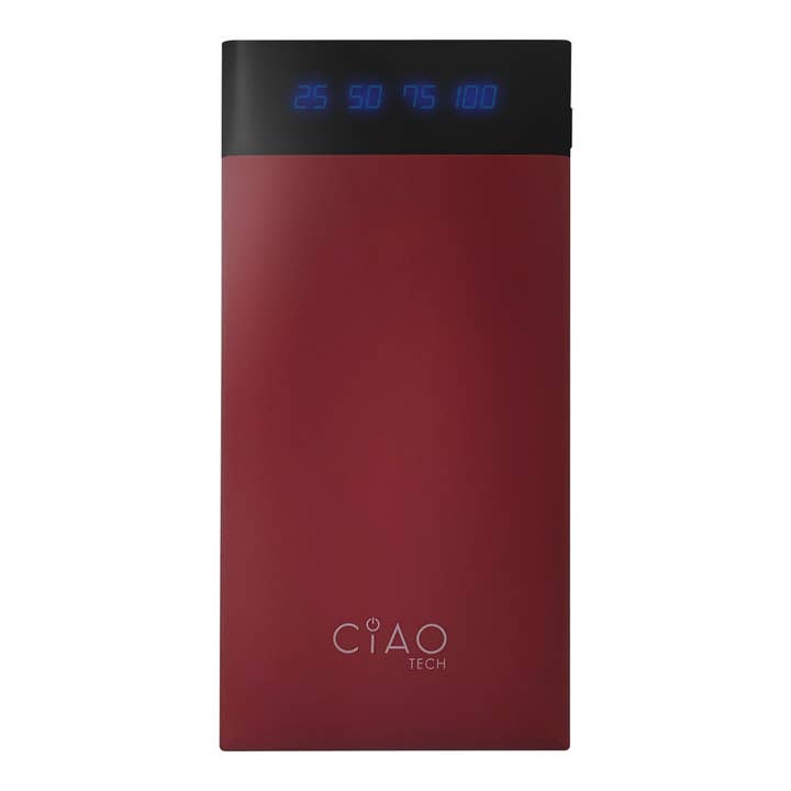 Ciao Tech High Performance Stylish 15,000 Mah Rubberized Powerbank- Wine for wholesale on Faire