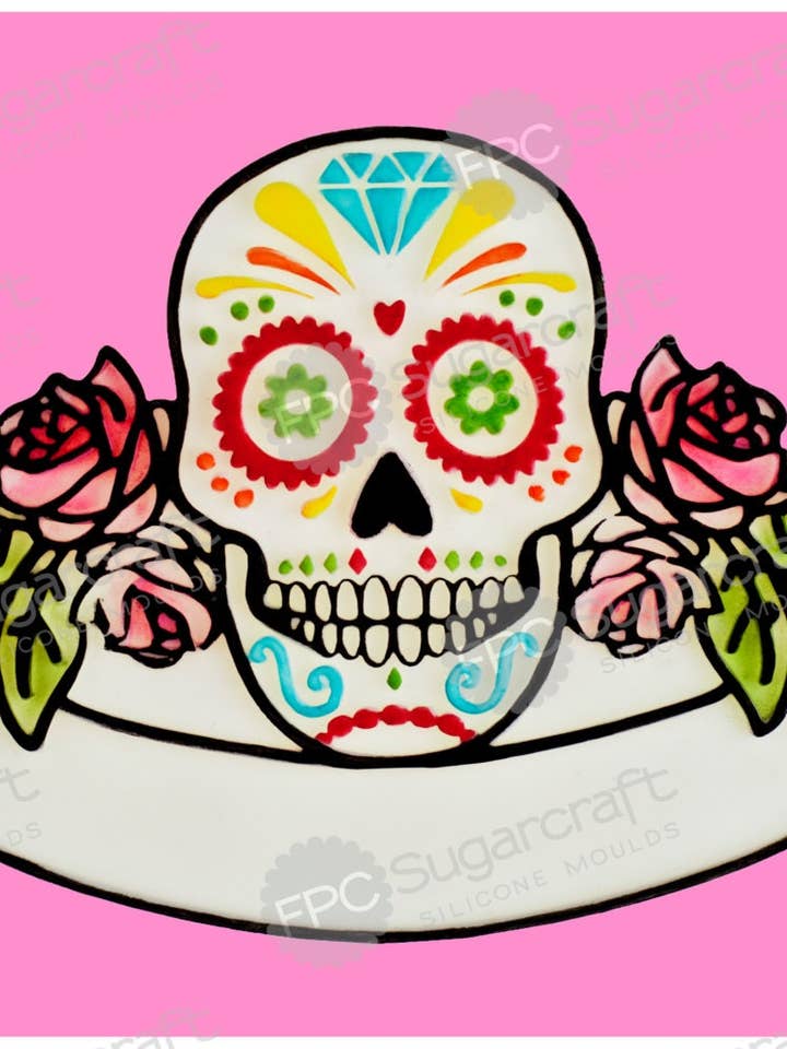 Skull Silicone Mould (Mold) - 'Sugar Skull' for wholesale by FPC Sugarcraft