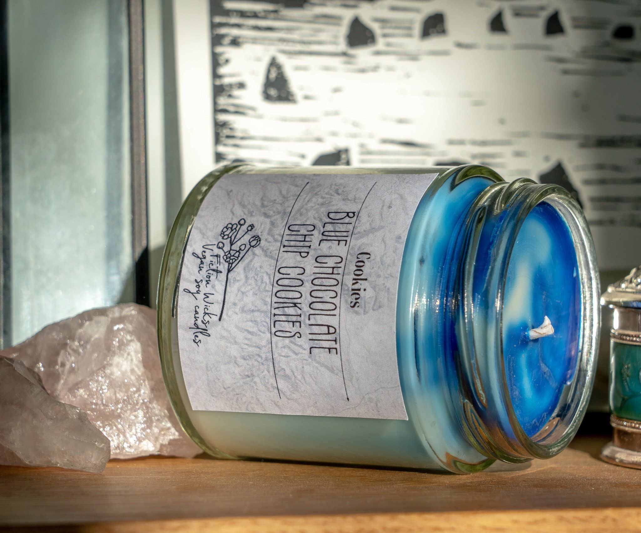 Fictionwicks - Venta al por mayor Velas en tarros - Vela para galletas con chispas de chocolate azul | Galletas con aroma vegano4
