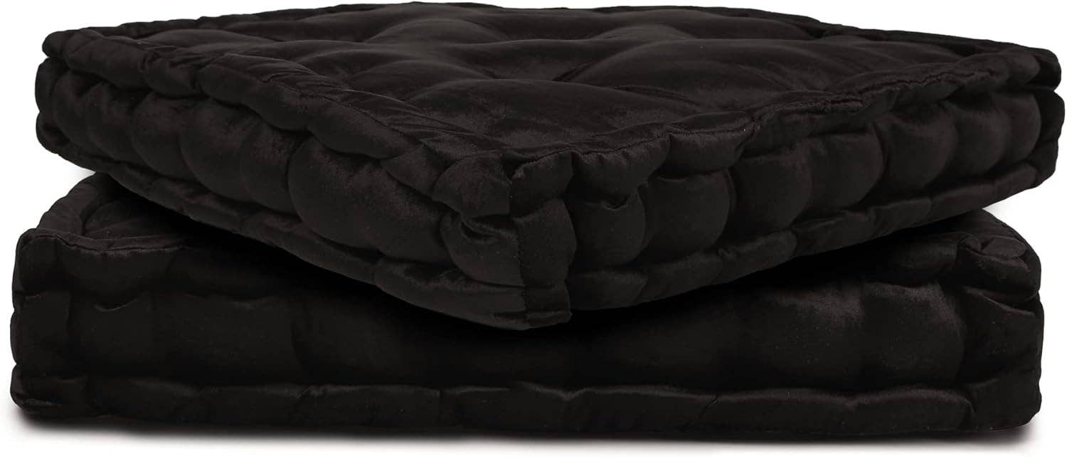 Black REDEARTH Velvet Floor Pillows-Premium Rayon Cotton Velvet for wholesale on Faire3