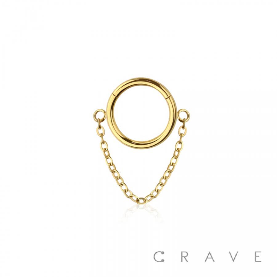 CRAVE - Wholesale Single Earring - 316L SURGICAL STEEL HINGED SEGMENT HOOP RING SINGLE LINE CHA0