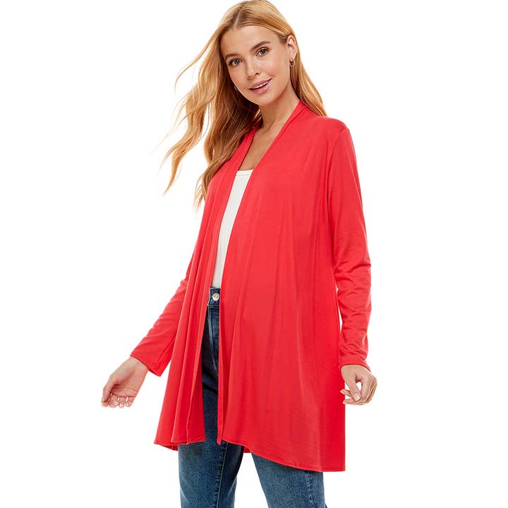 Azules Clothing - Wholesale Cardigan - Women's - Long Sleeve Open Front Draped Cardigan