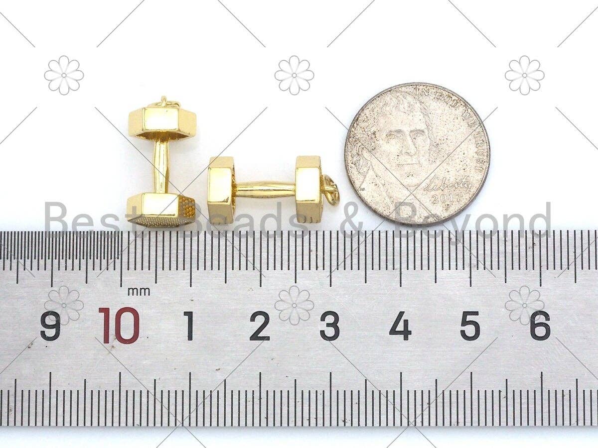 BestBeads&Beyond – Engroshandel Vedhæng/charm – Guld/sølv håndvægt form vedhæng/charme, 18K guld fyldt håndvægt charme, halskæde armbånd charme vedhæng, 9x18mm, Sku #L5804