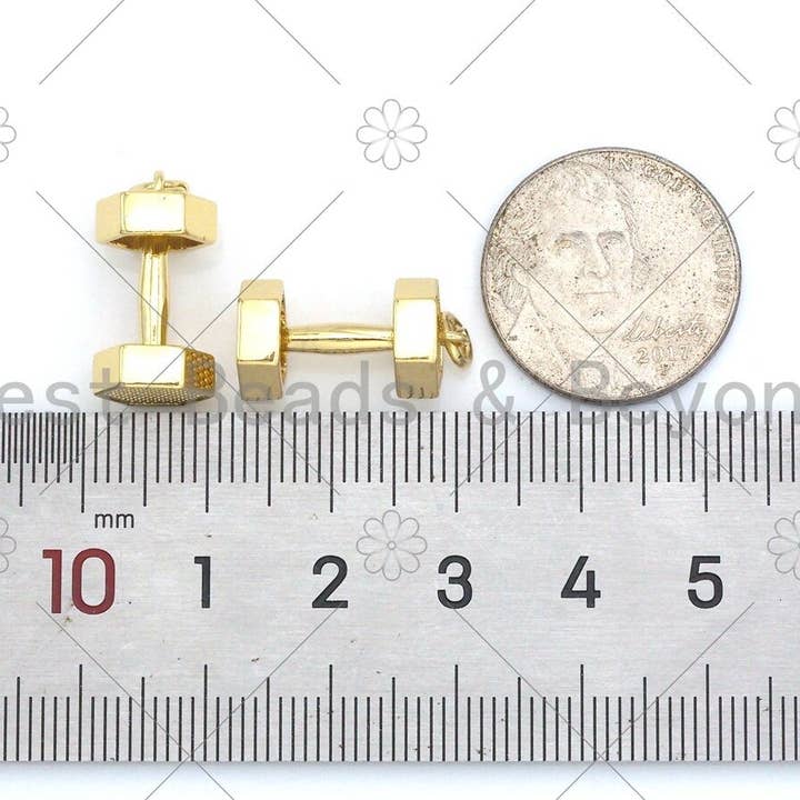 BestBeads&Beyond – Engroshandel Vedhæng/charm – Guld/sølv håndvægt form vedhæng/charme, 18K guld fyldt håndvægt charme, halskæde armbånd charme vedhæng, 9x18mm, Sku #L5804