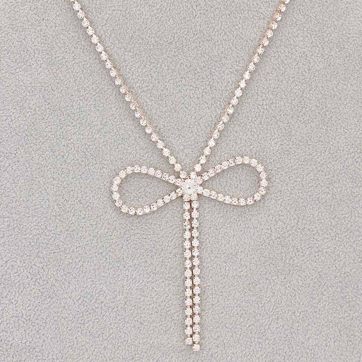 3AM BY H&D ACCESSORIES - Wholesale Pendant/Charm Necklace - Rhinestone Ribbon Necklace