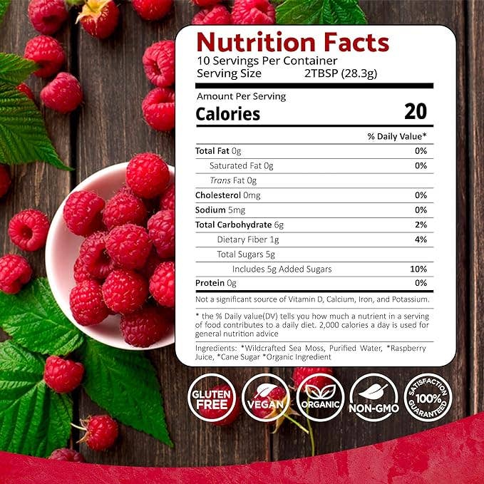 Health & Wellness Associates Inc. - Wholesale Oral Supplement/Vitamin - Organic Wildcrafted Sea Moss Gel All Natural Raspberry Flavor – 10 oz1