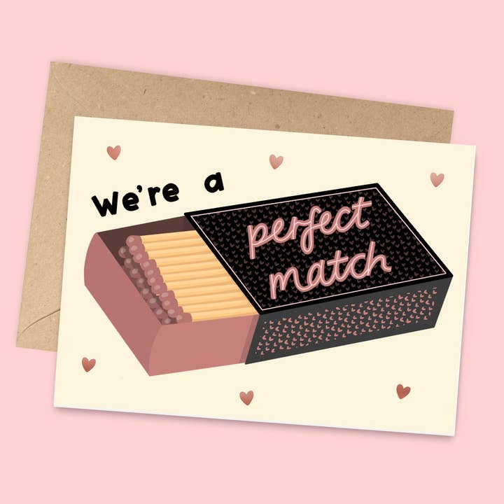 Perfect Match Valentines Card for wholesale by Lazy Sunday Collective