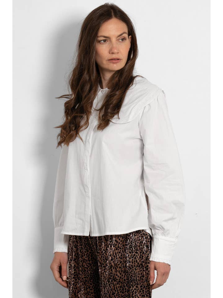 Sarta – wholesale Buttoned-down shirt – Women's – Cammie Long Sleeve Cotton Shirt - White1