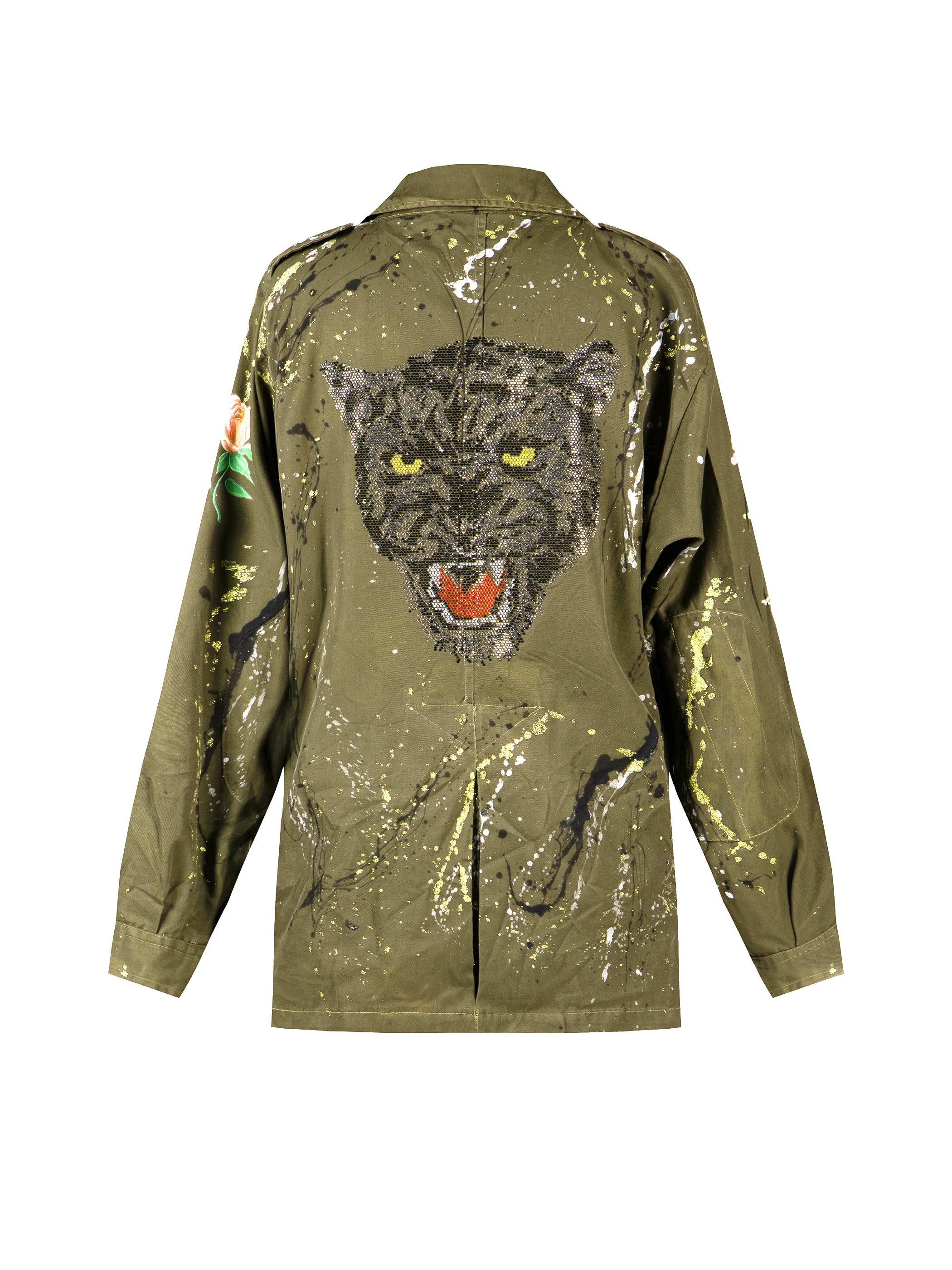 apiedinudinelparco - Wholesale Jacket - Women's - UP-CYCLED MILITARY JACKET GLITTER PATCH STREET ART LUX STYLE11