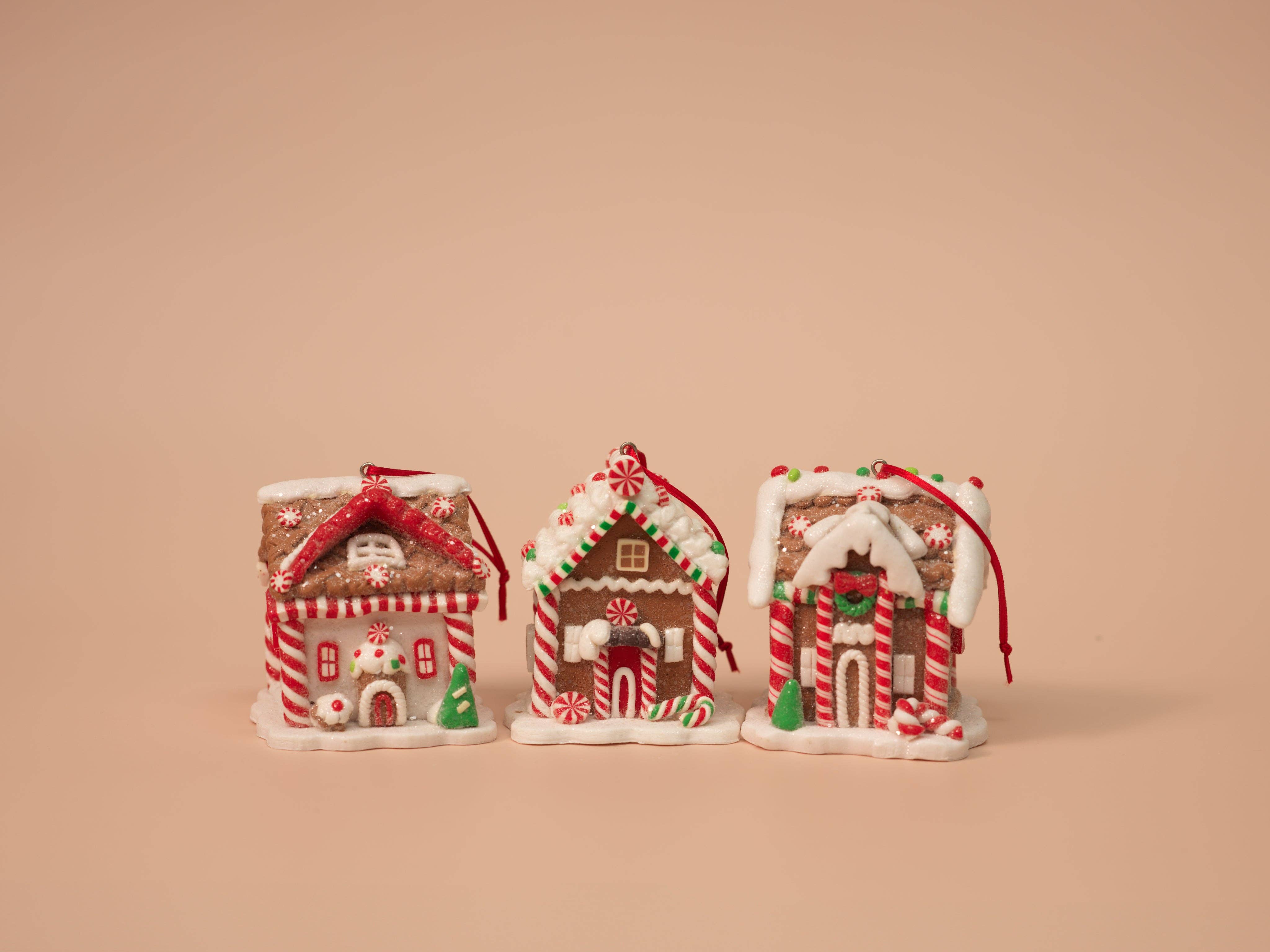 LINSPIRE - Wholesale Ornament Set - 3"H Mini 3D Gingerbread House Clay Dough Christmas Ornaments0
