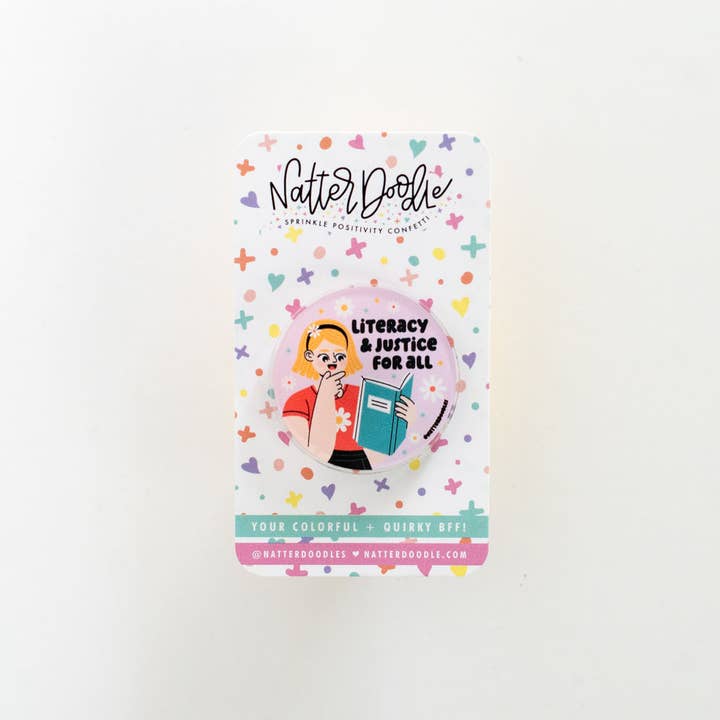 Literacy & Justice for All Pin – Library Activist Gift for wholesale by NatterDoodle
