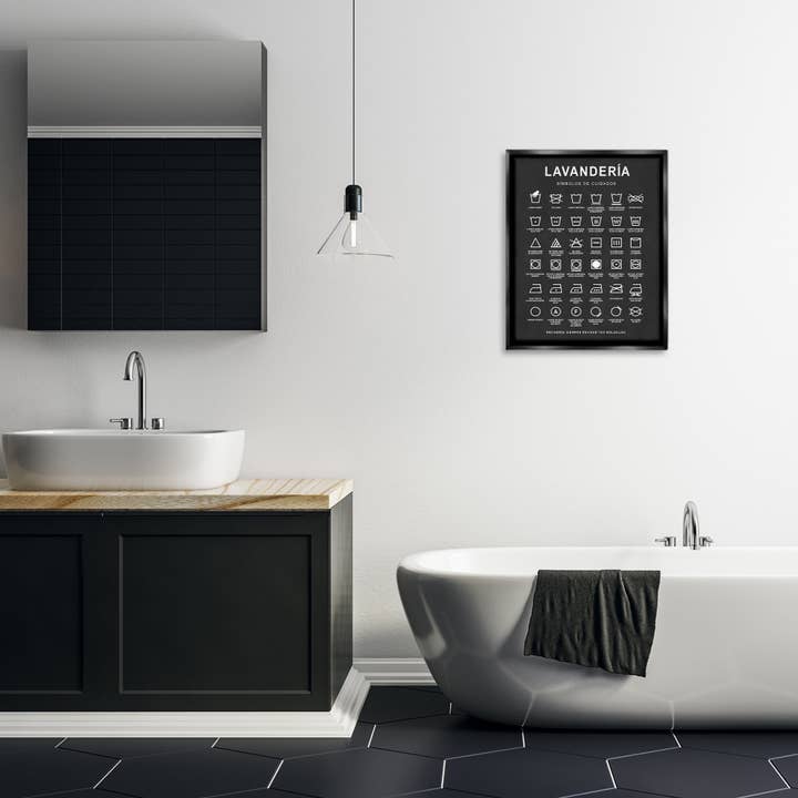 Stupell Industries - Wholesale Wall Decor - Kids & Baby - Guía de Lavado de Ropa, Negro Framed Floater Canvas Wall Art1