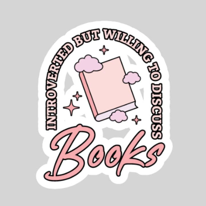Introvertiert, aber bereit, über Bücher zu sprechen Buchleser-Aufkleber – 3" wasserdichter Bücher-Aufkleber mit Holo-Overlay – Lesen, Bücher, Leser-Geschenk, Bücherliebhaber, Buchladen-Merch für den Großhandel von Purely Bookish