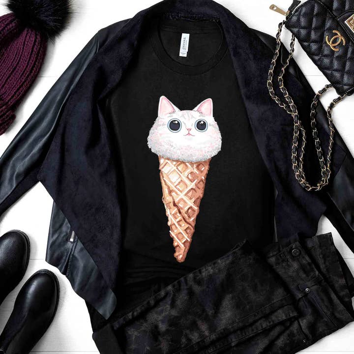 Camiseta com estampa de sorvete Cat por atacado de Superr Sunday