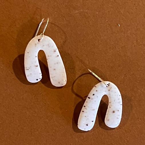Small Asymmetrical Arch Dangle Earring for wholesale by Klei Ceramics