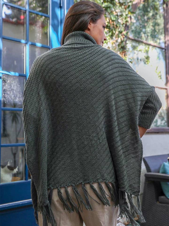 Leto Accessories – Großhandel Poncho – Damen – Kuscheliger Poncho-Pullover mit Rollkragen — Perfekt für Herbst und Winter 🍂3