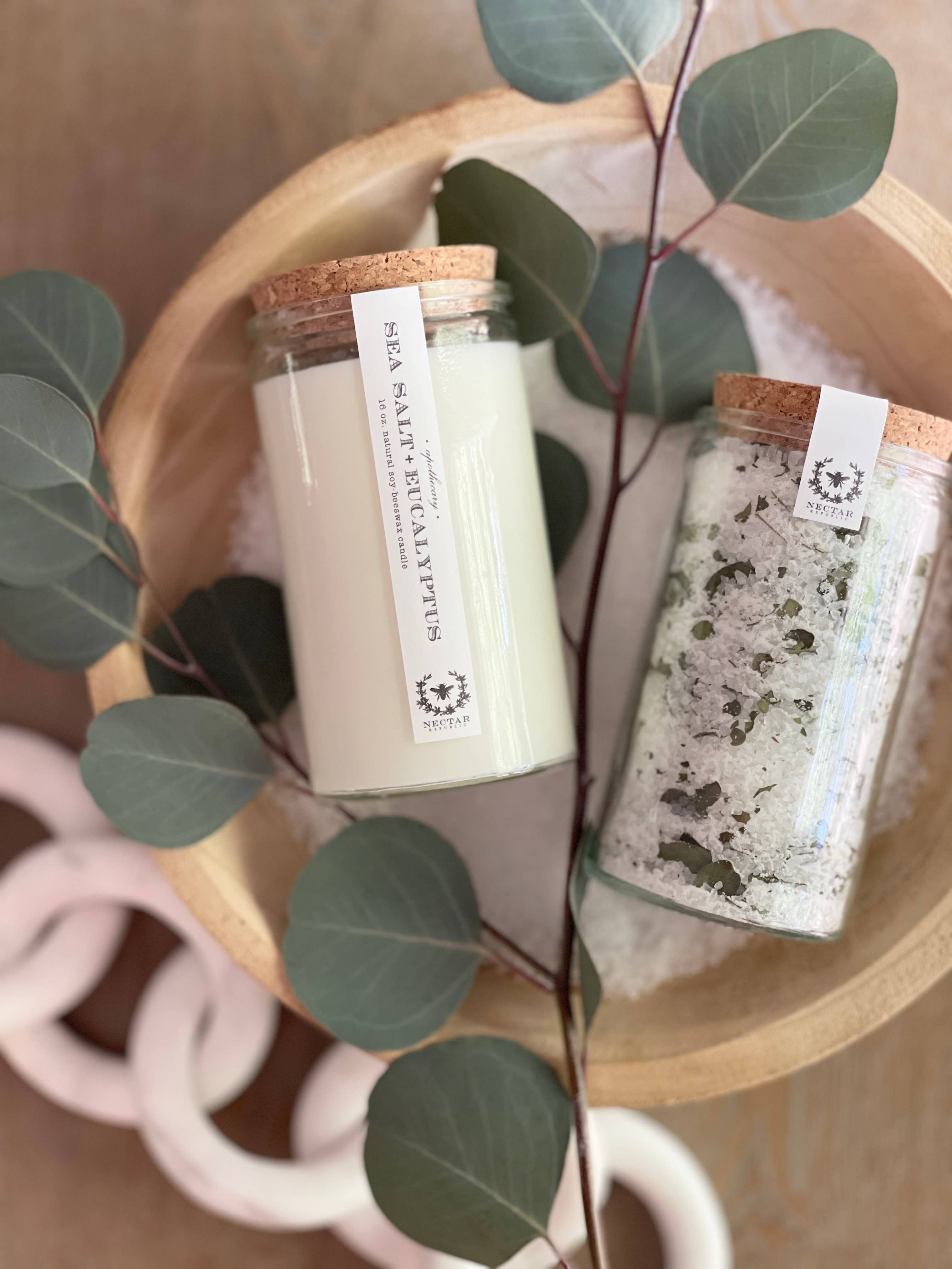 Nectar Republic – Großhandel Kerze im Glas / gefüllte Kerze – Sea Salt + Eucalyptus Apothekerkerze (Stärkend)3