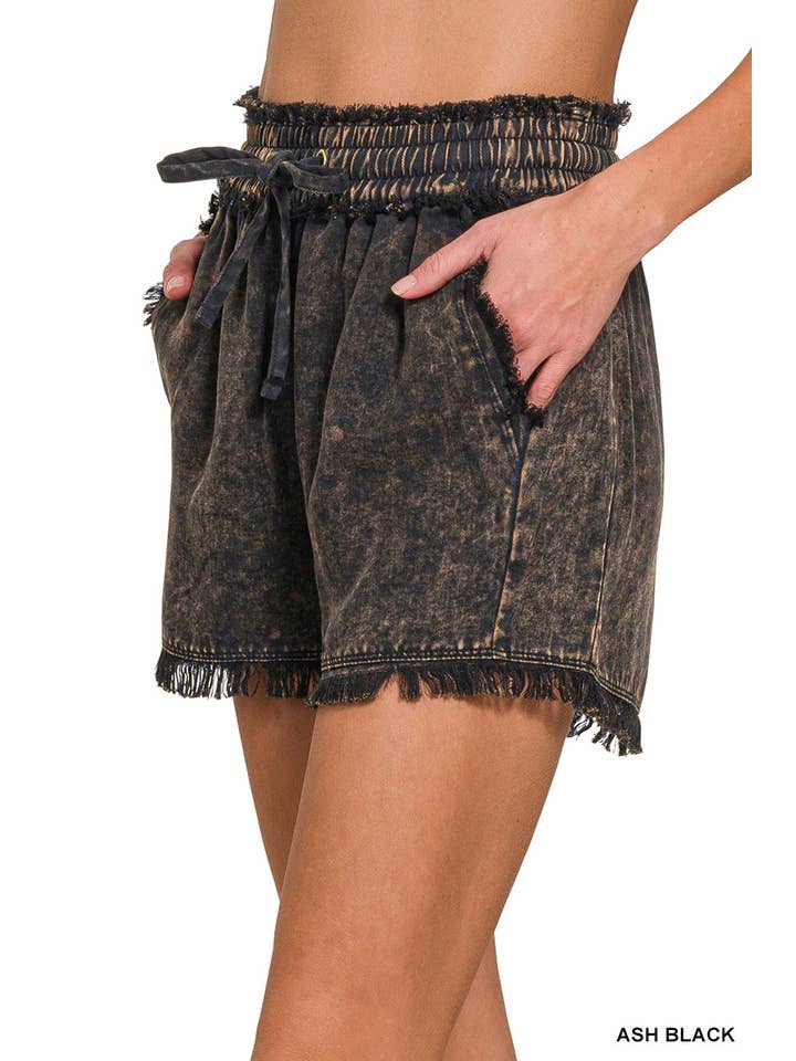 42POPS - Wholesale Shorts - Women's - `", Tencel Mineral Washed Short Pants w/ Pockets