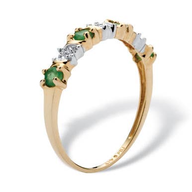 PalmBeach Jewelry - Wholesale Multi-Stone Ring - .32 TCW Emerald and Diamond Band in 10k Gold2