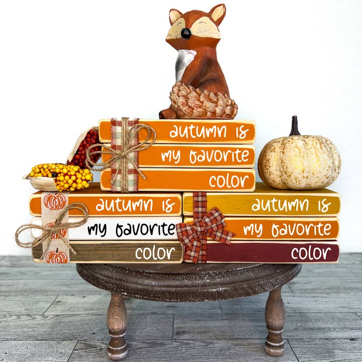 Miniboekenstapels voor de herfst | Dienblad voor de herfst | Favoriete herfstkleur voor wholesale door Ruaille Buaille Co