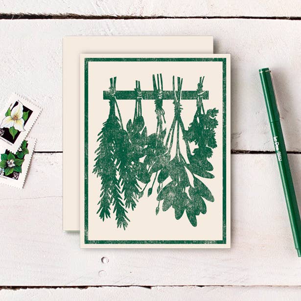 Heartell Press - Wholesale Everyday Greeting Card - Drying Herbs Letterpress Card1