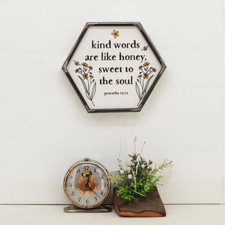 Paris Loft Inc - Wholesale Sign - Galvanized Metal Framed Hexagon Wall Art
