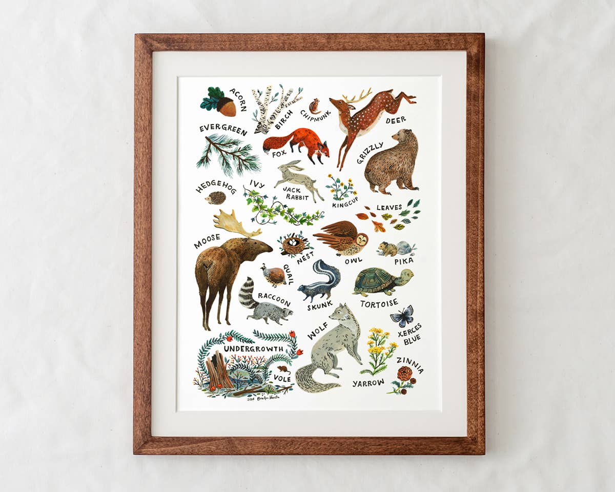 Wildship Studio - Vente Affiche d'art - Impression de l'alphabet des bois4