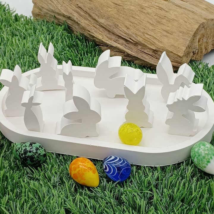 Stampi in gesso Raysin, Pasqua, famiglia di coniglietti per la vendita all'ingrosso da parte di perleperle