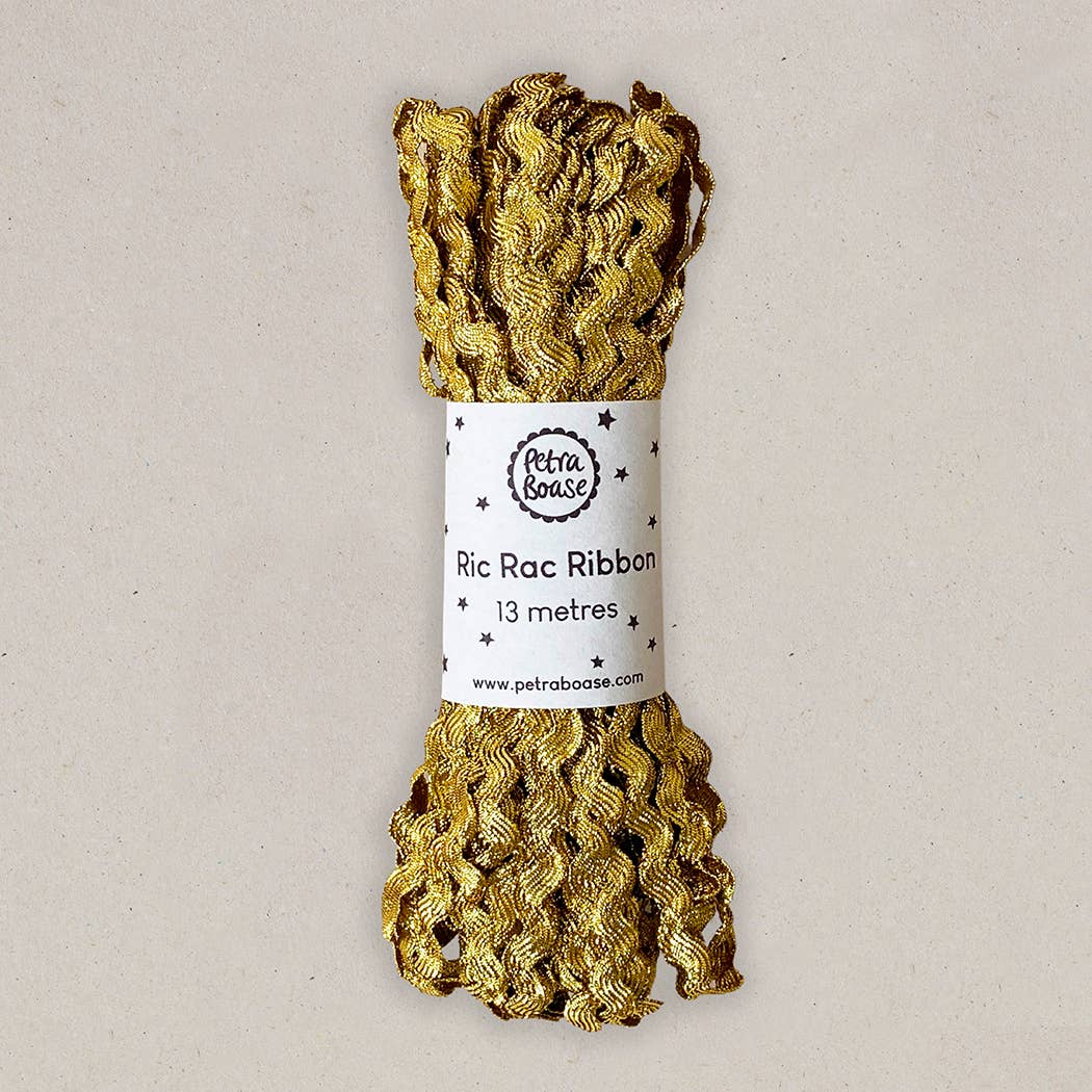 Petra Boase Ltd (US Duties Paid) - Wholesale Ribbon - Gift Wrapping - Ric Rac Ribbon 13m (Pack of 6) - Gold1