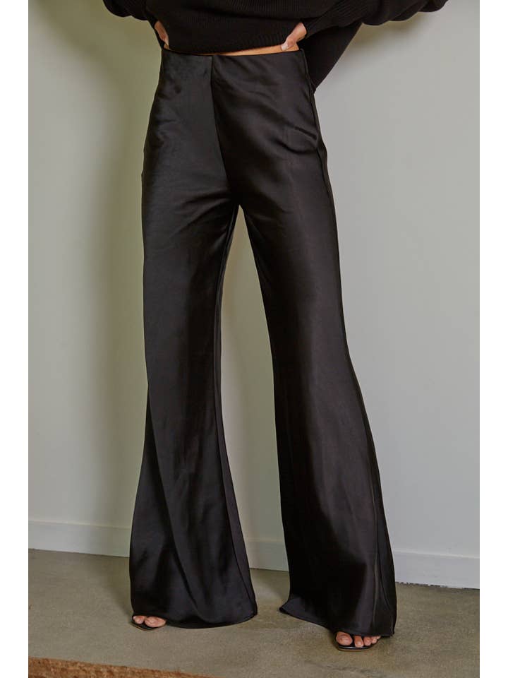 By Together - Wholesale Pants - Women's - L7695 | Woven Polyester Spandex Satin High Rise Pants