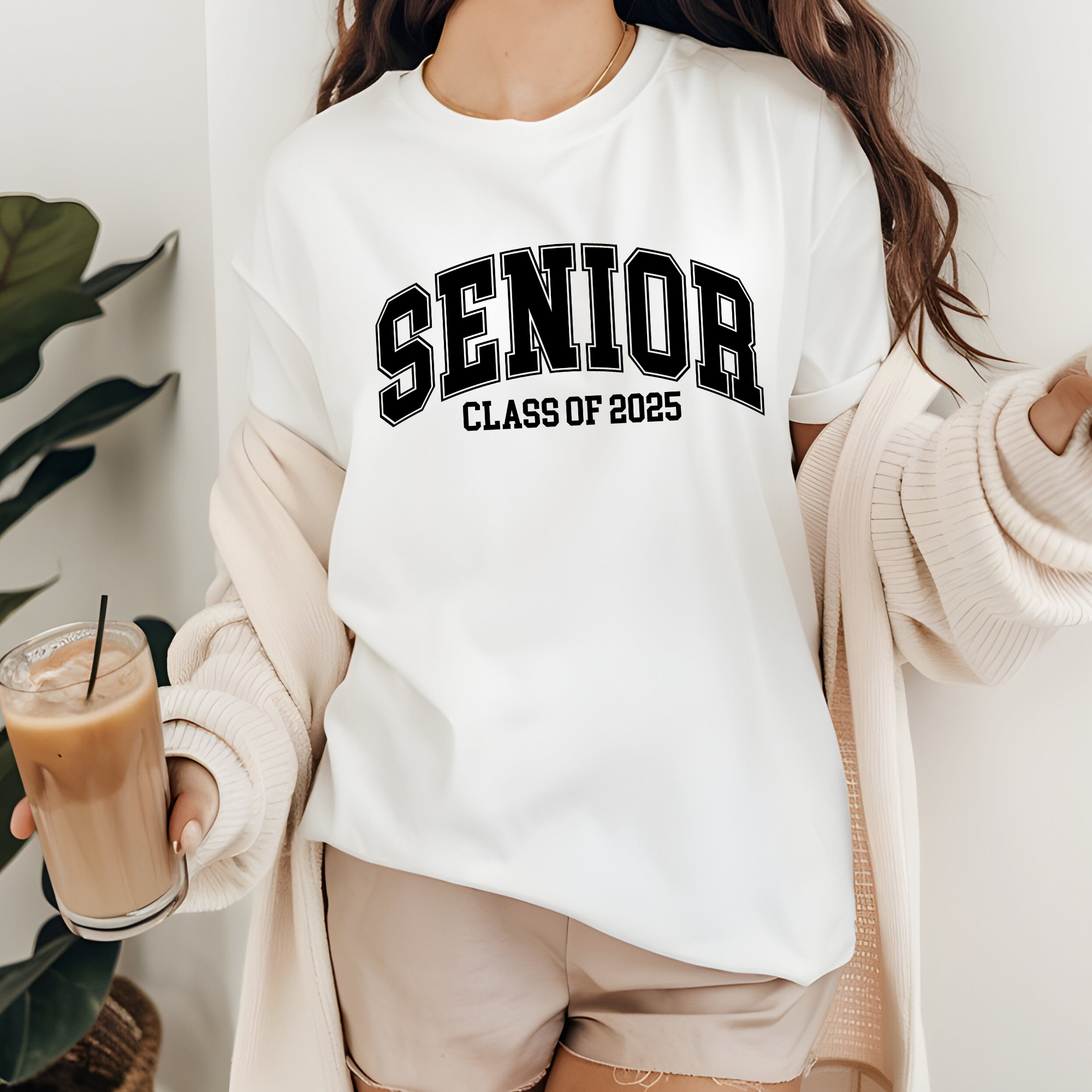 White Senior 2025 T-Shirt Back to School Apparel Class of 2025  for wholesale on Faire0