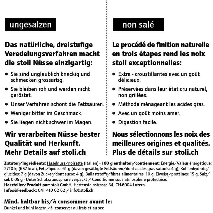 Stoli – Großhandel Nüsse – Hazelnuts 192 g unsalted NH375U1