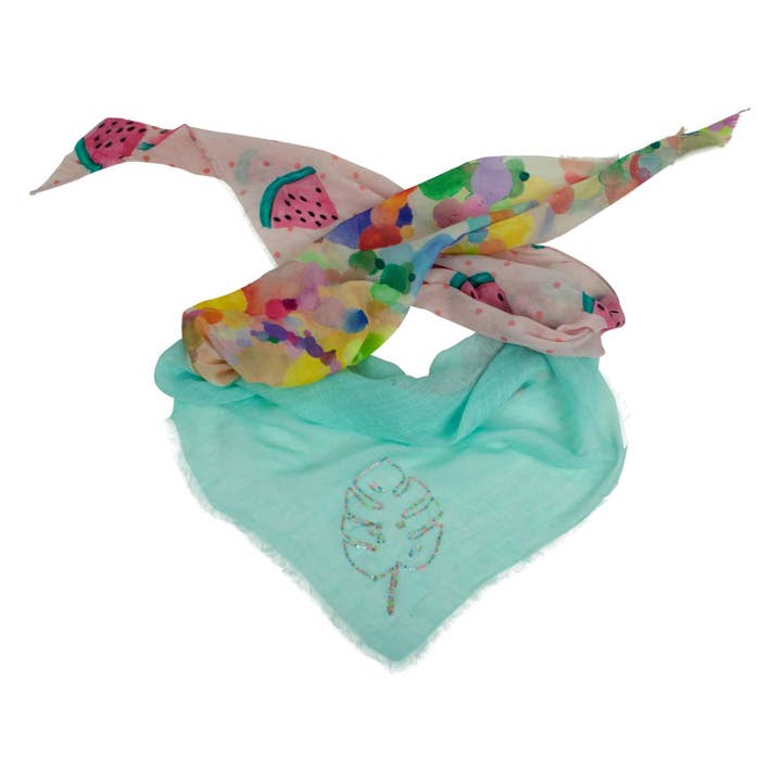 Écharpe en lin et modal imprimée et brodée pour la vente par Shirin Sehan