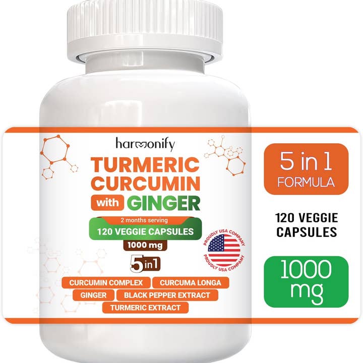 HARMONIFY - Wholesale Oral Supplement/Vitamin - Turmeric Curcumin Ginger, 1000mg Vegan Capsules0