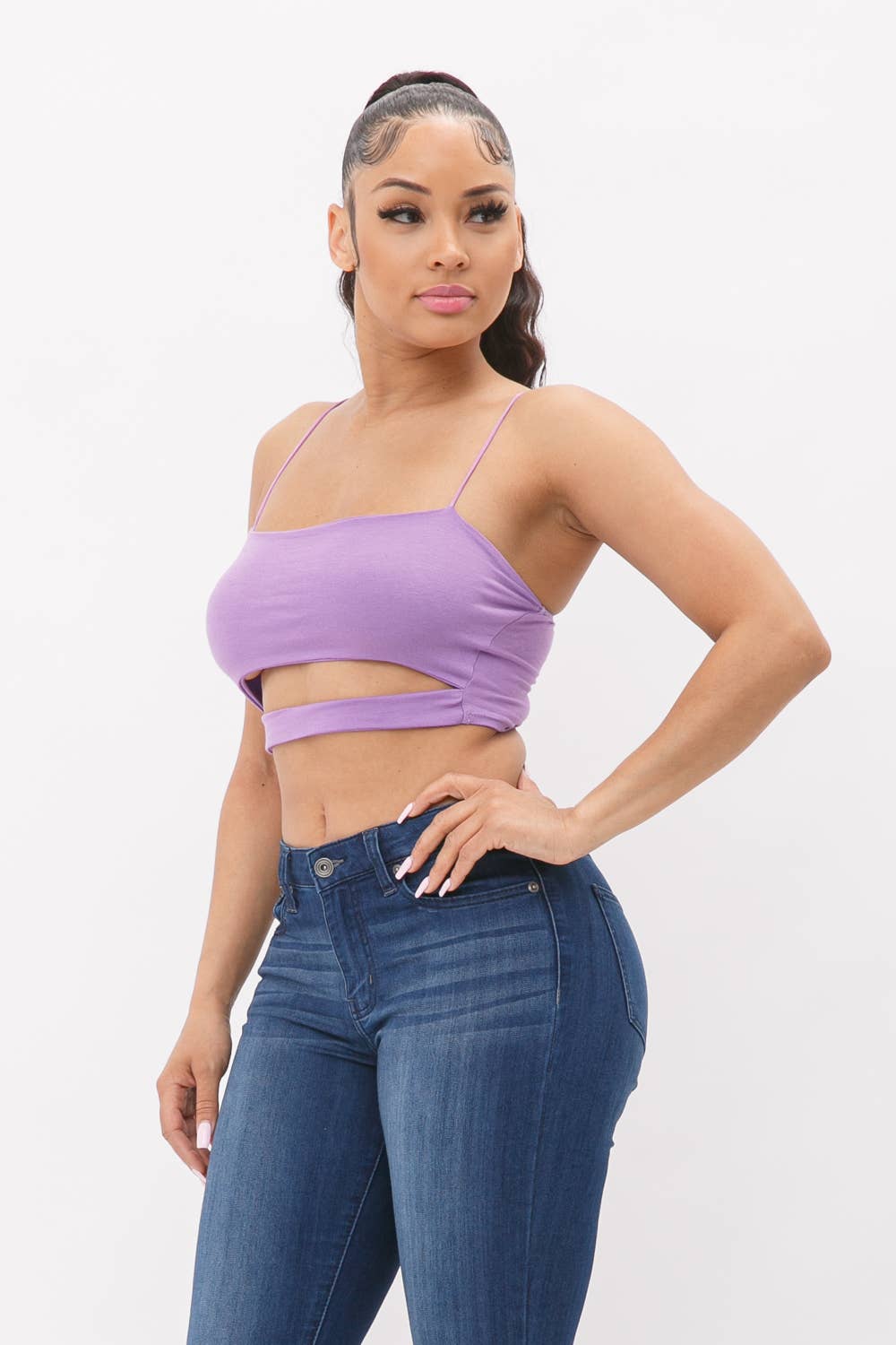 Julia by LoveJ - Wholesale Knit Top - Women's - Front Cutout Detail Crop Top1