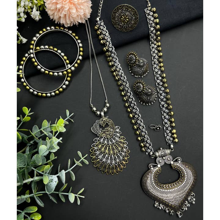 Handmade Temple Style Oxidised Ghungroo Jewellery Set for wholesale by Vastrabhushan