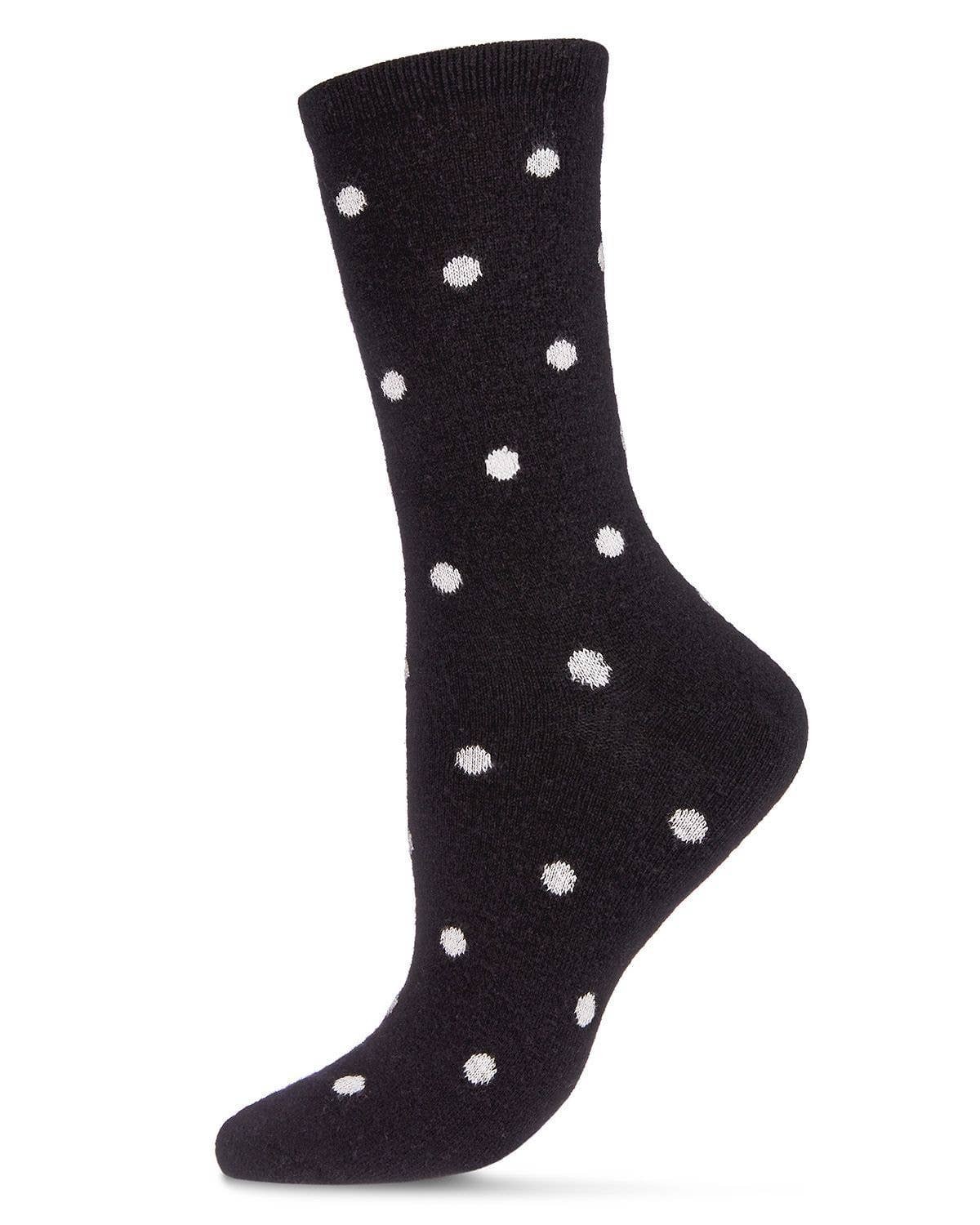 Black MeMoi Womens Polka Dot Cashmere Blend Crew Socks for wholesale on Faire1