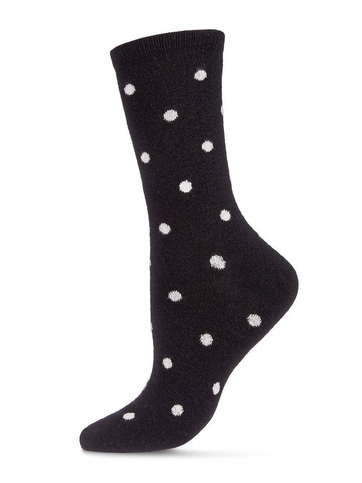 Black MeMoi Womens Polka Dot Cashmere Blend Crew Socks for wholesale on Faire1