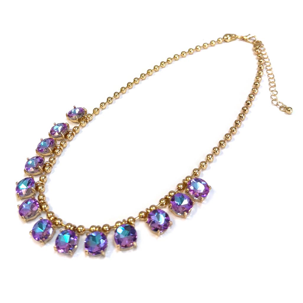 StarryNYC - Wholesale Beaded/Pearl Necklace - Crystal Glass Bead Dangle Station Ball Beaded Chain Necklace25