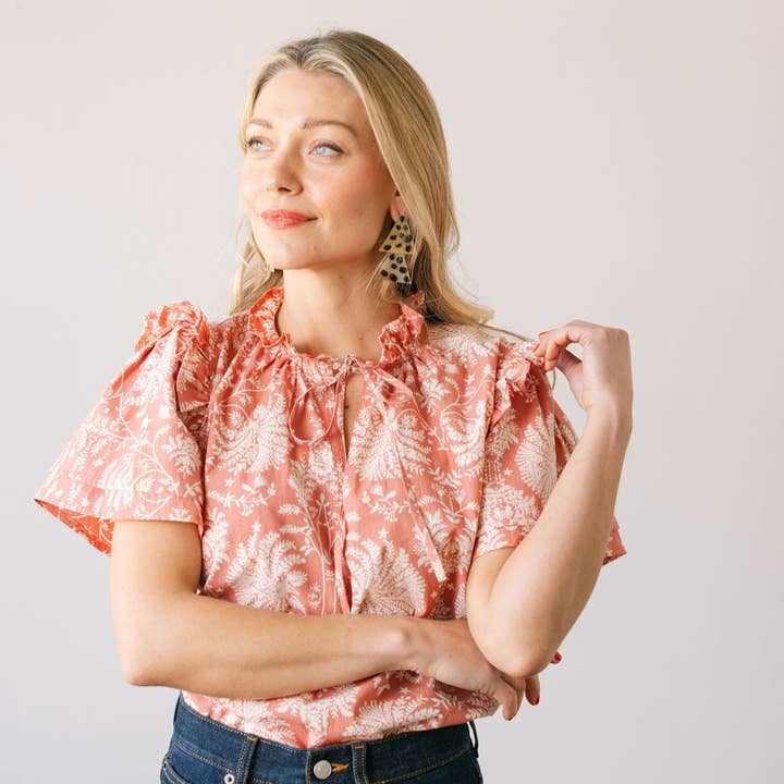 Rose Gilded Palm Gemma Top for wholesale by Sunshine Tienda